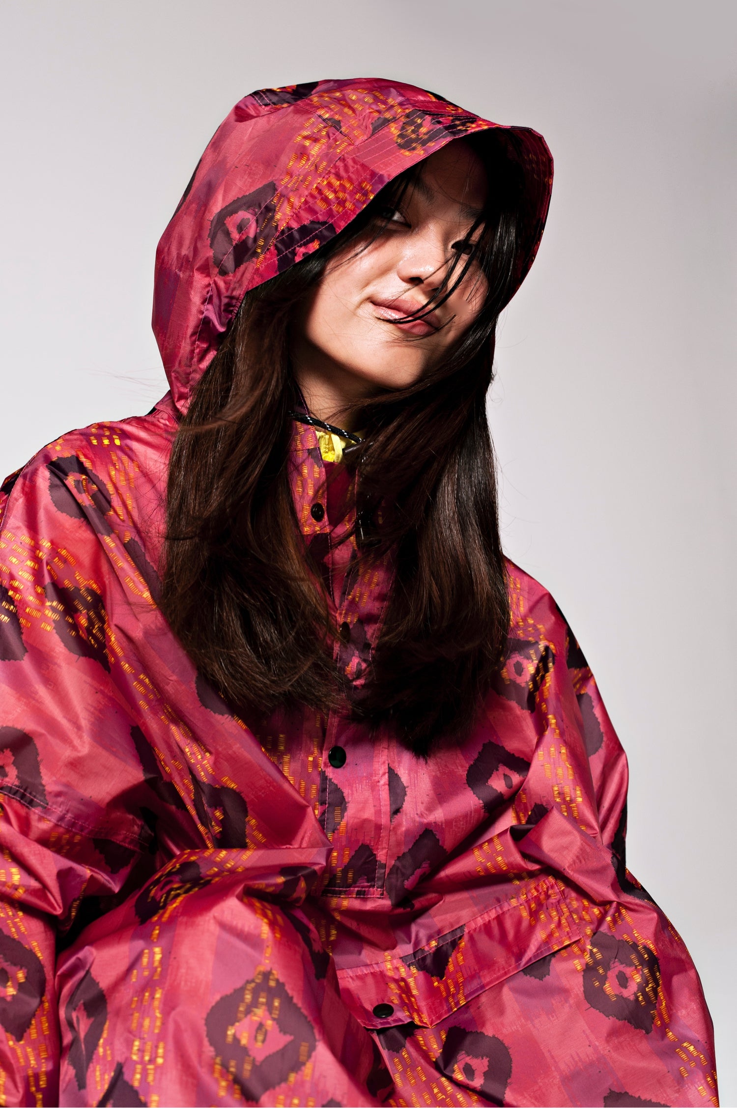 RAINKISS - Regenponcho - Dark Pink Ikat