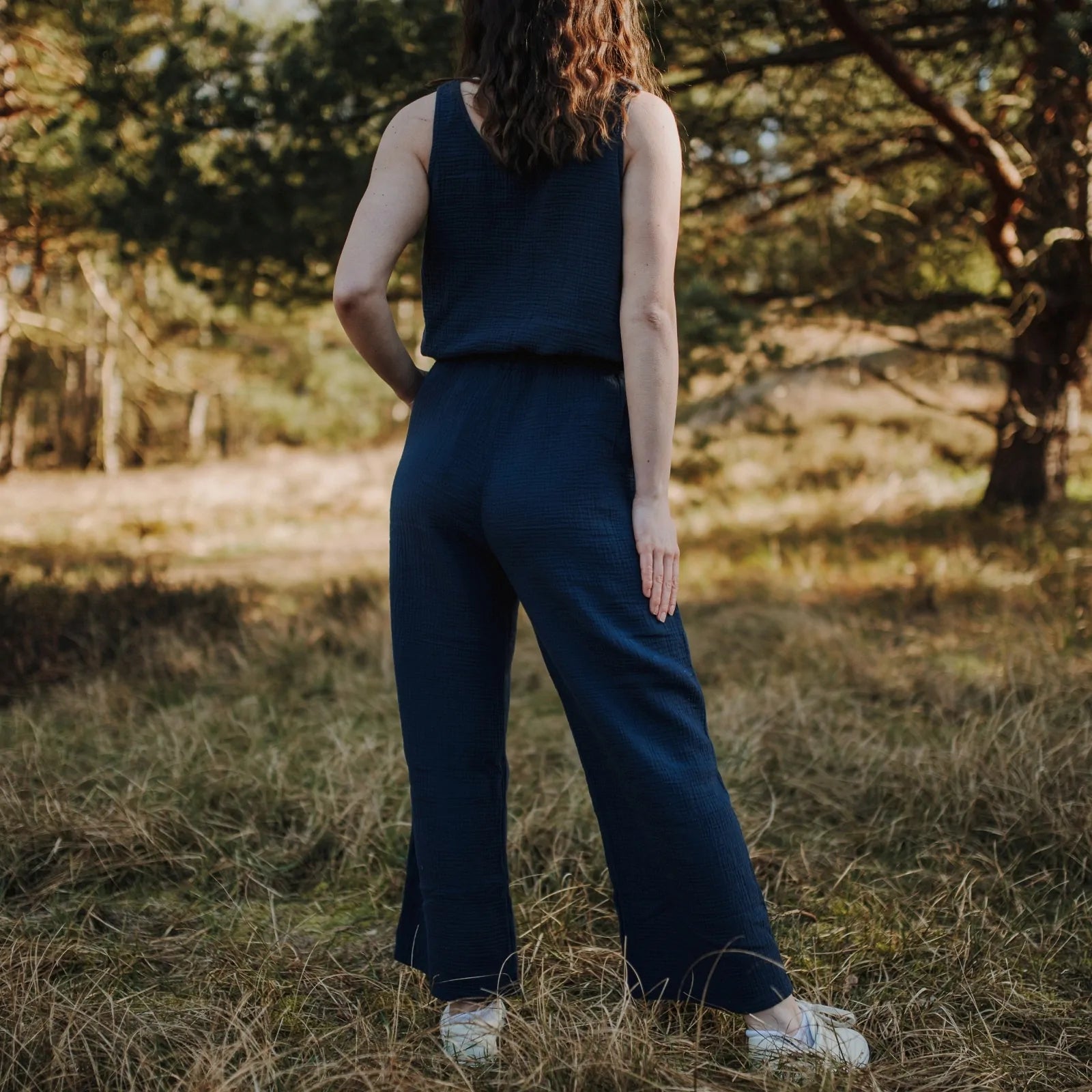 Nordlicht Musselin Hose LEJA Marineblau - 100% Bio Baumwolle