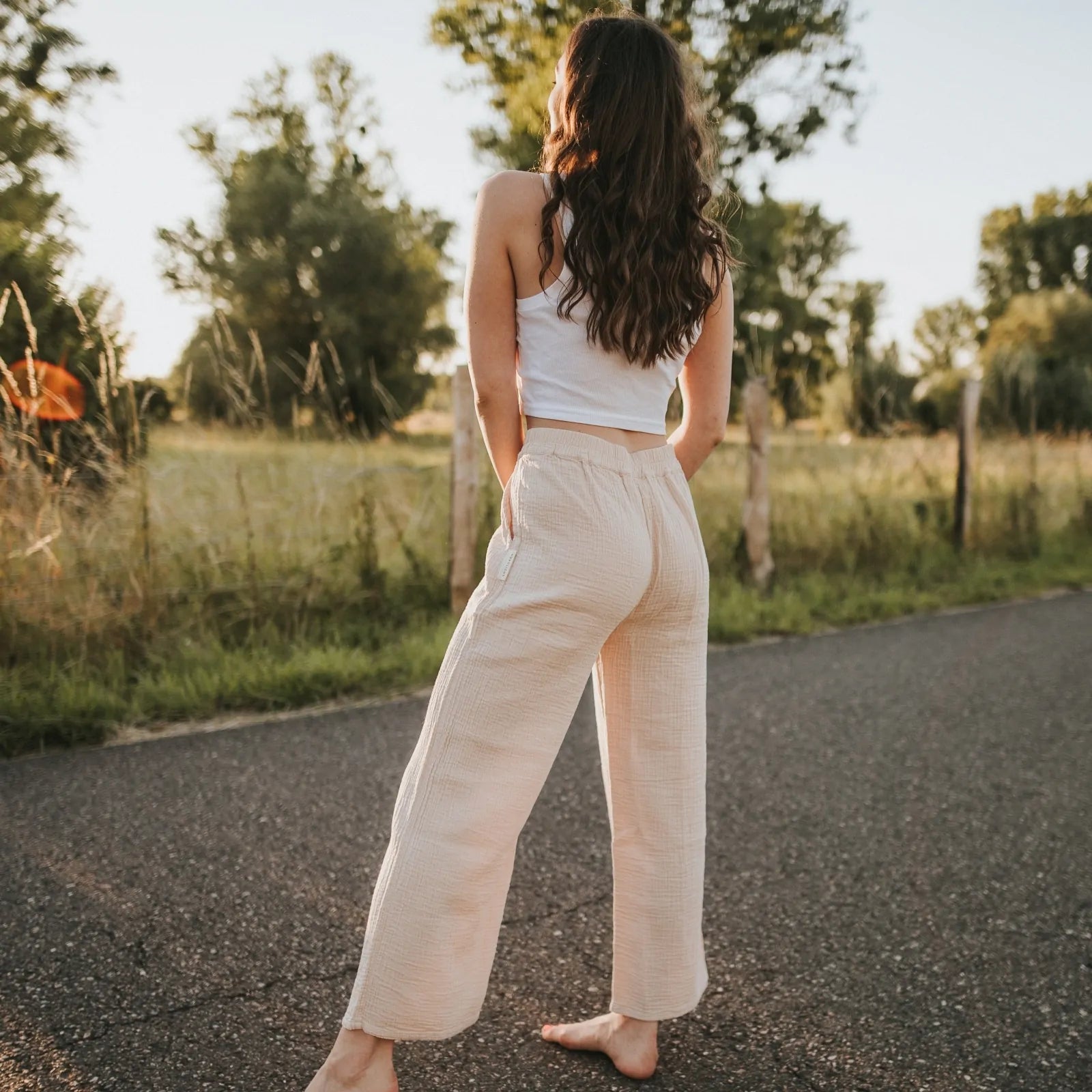 Nordlicht Musselin Hose LEJA Natur - 100% Bio Baumwolle