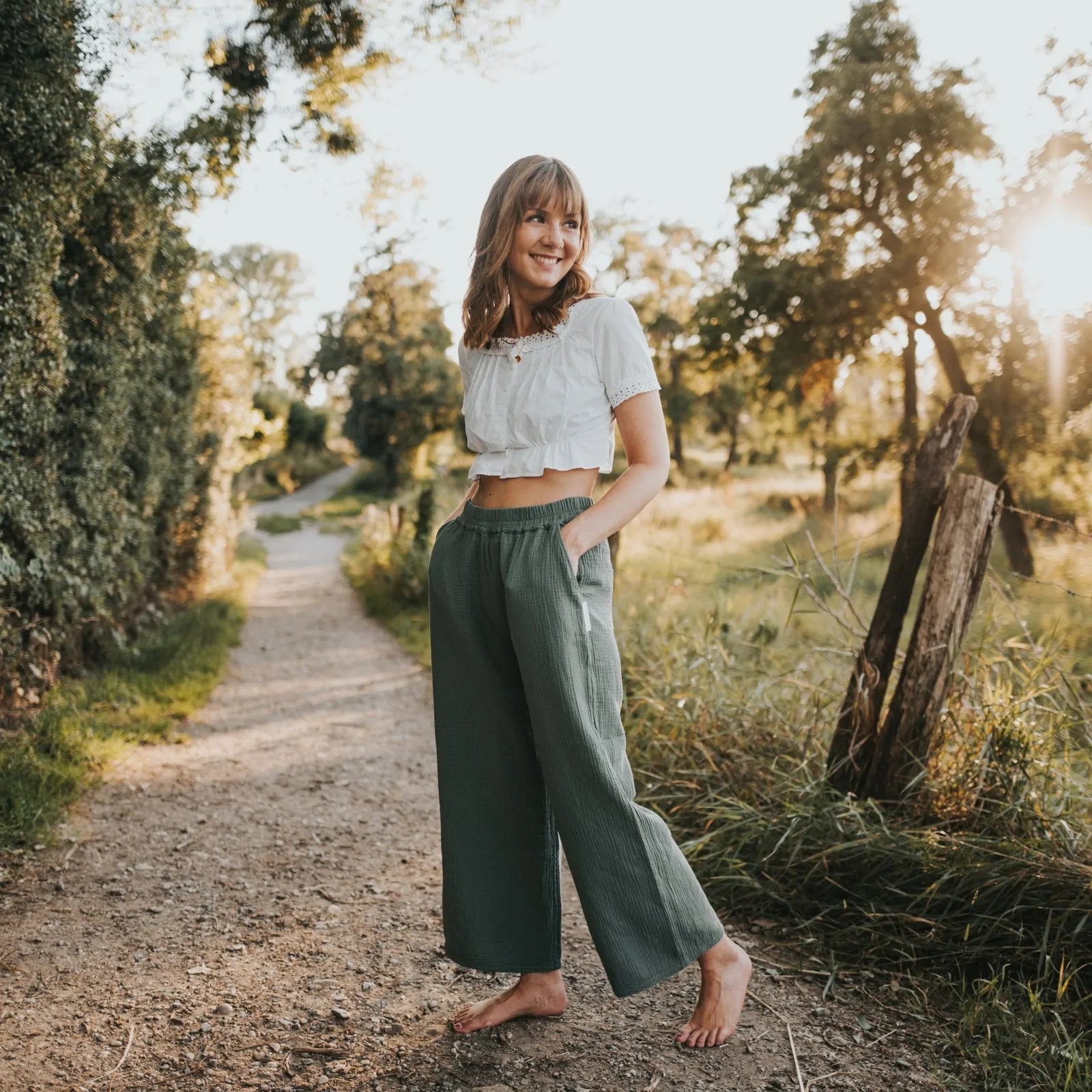 Nordlicht Musselin Hose LEJA Natur - 100% Bio Baumwolle