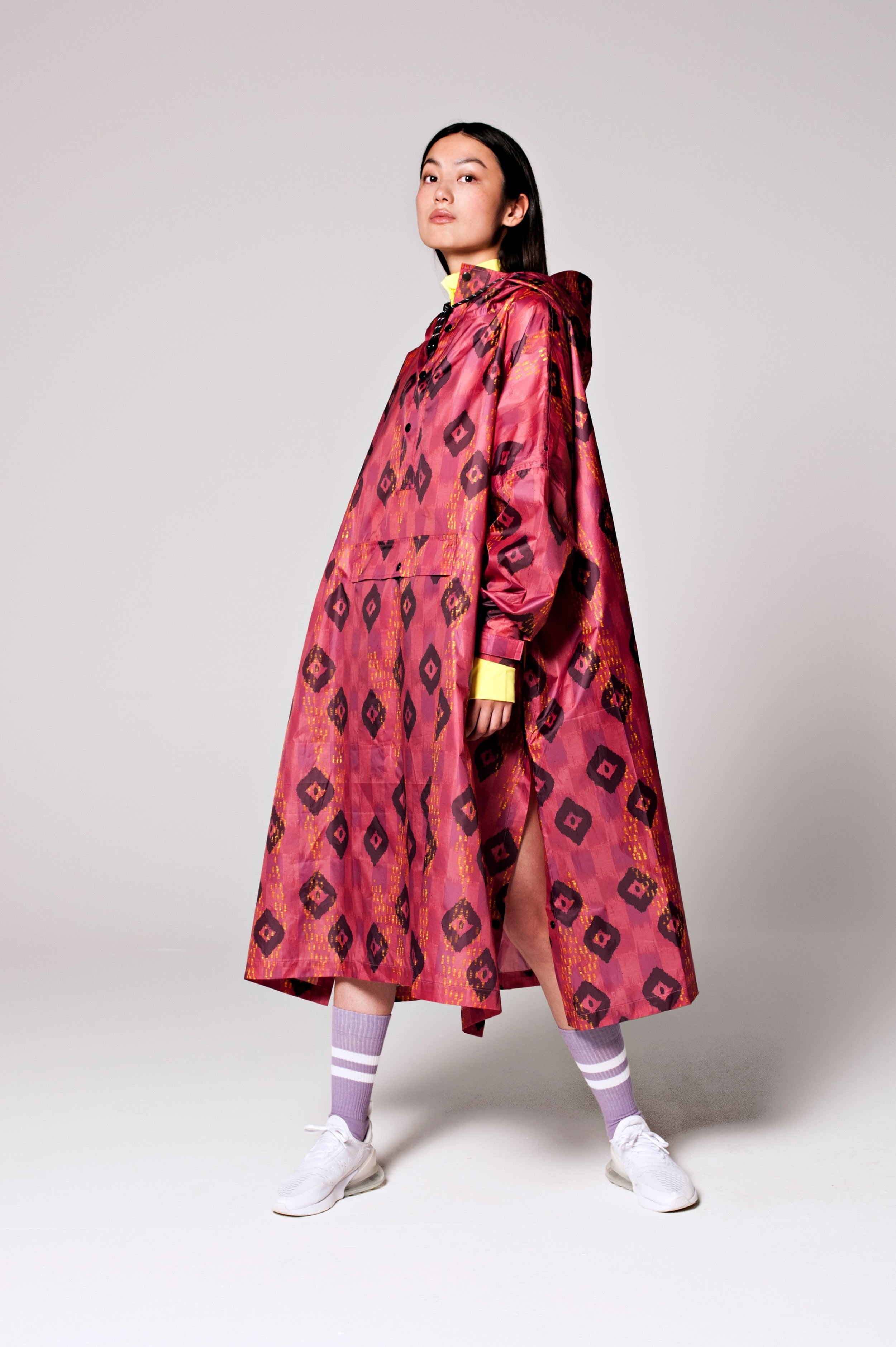 RAINKISS - Regenponcho - Dark Pink Ikat